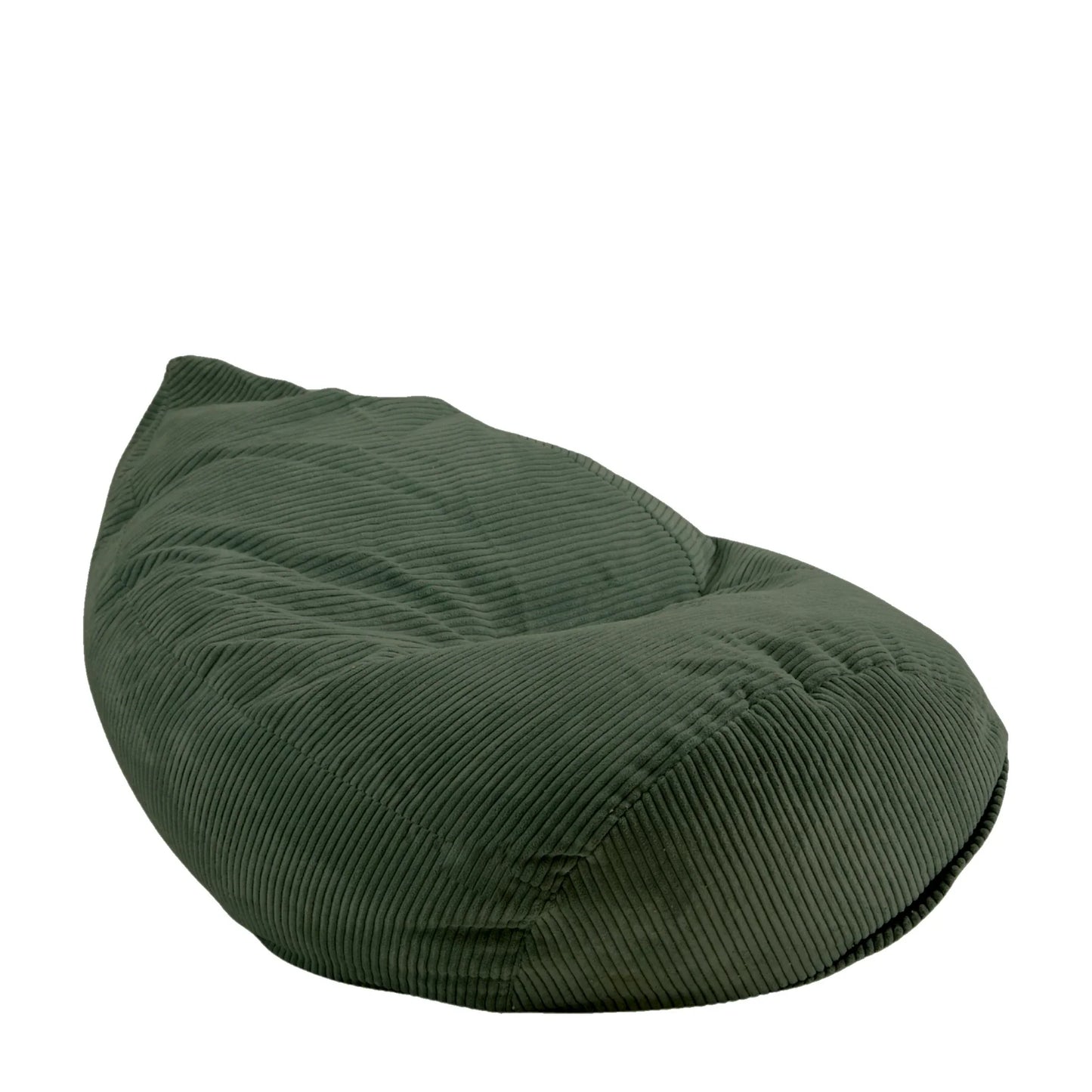 Fotel Poducha Sztruks w kolorze jasna zieleń, wysoki worek sako ze sztruksu Easy Clean, 120 cm, podparcie pleców i karku