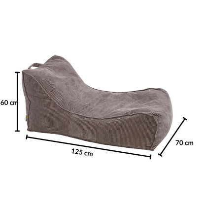 Grafika przedstawiająca wymiary Leżanki Canvas wykonanej z tkaniny sztruksowej o wymiarach 70x60x125 cm.