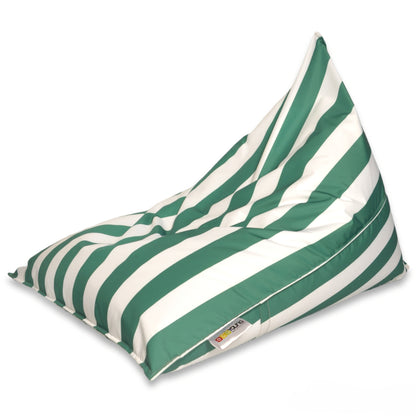 Zielono-biały fotel Poducha Stripe EcoYoung w formie dużej pufy z oparciem – wodoodporny mebel ogrodowy
