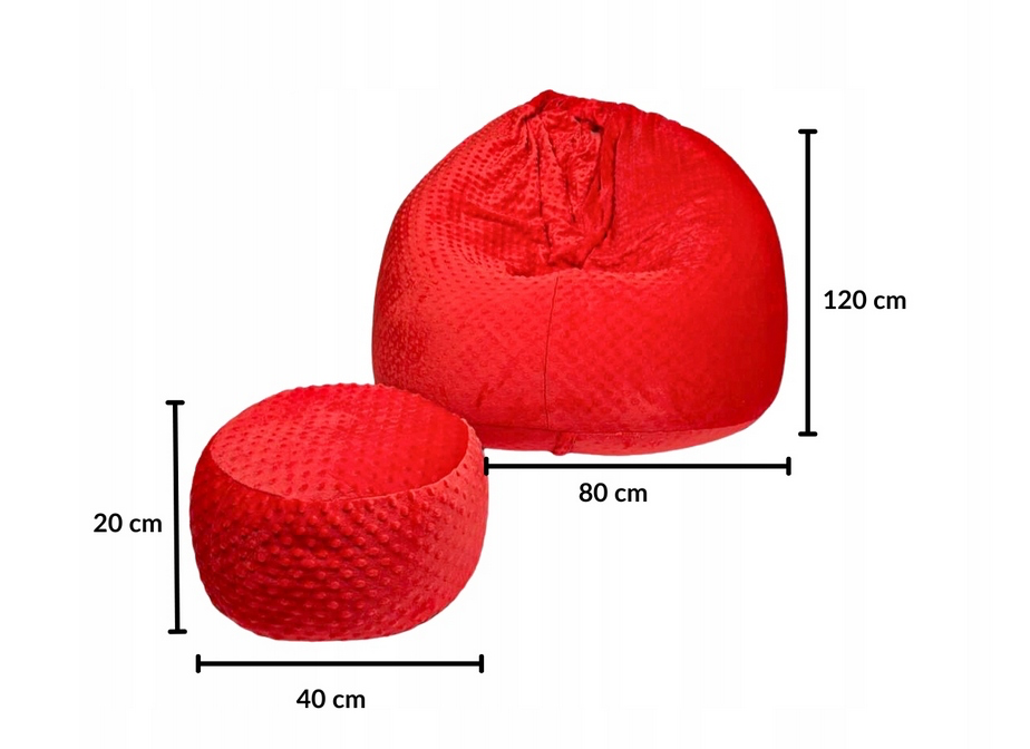 Fotel Plusz Minky + Pufa GRATIS, wymiary Fotel 120 × 80 cm, pufa 20 × 40 cm