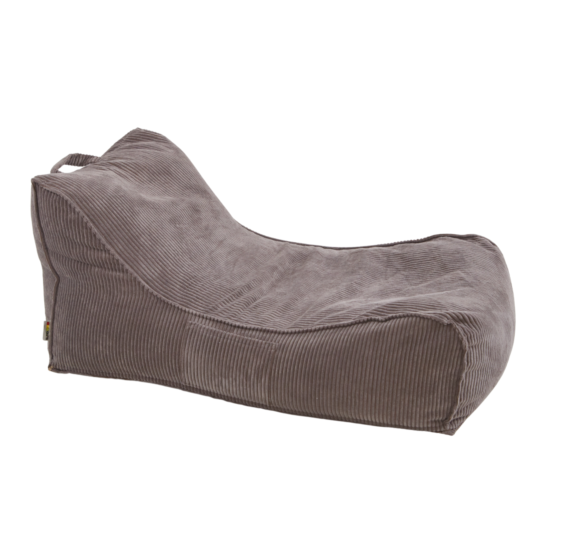 Stylowa leżanka Canvas wypełniona granulatem, z prążkowanej tkaniny sztruksowej w kolorze brązowym.