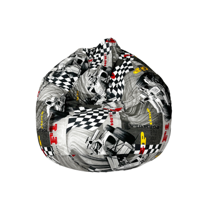 Dziecięca pufa sako wypchana granulatem we wzór w szare formuły