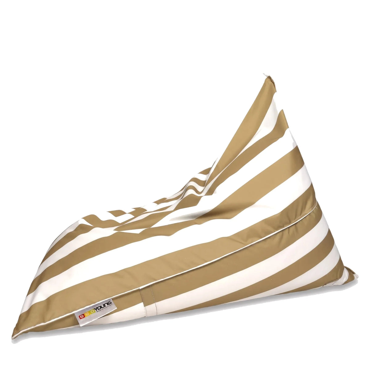 Fotel Poducha Stripe w pasy biało-beżowe, poducha 3 w 1 z tkaniny wodoodpornej, 130 cm