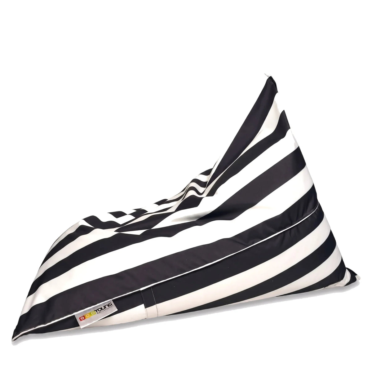 Fotel Poducha Stripe w pasy biało-czarne, poducha 3 w 1 z tkaniny wodoodpornej, 130 cm