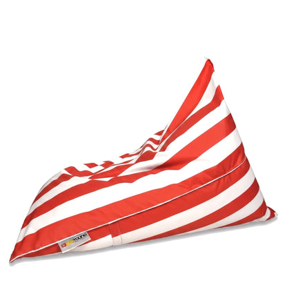 Fotel Poducha Stripe w pasy biało-czerwone, poducha 3 w 1 z tkaniny wodoodpornej, 130 cm