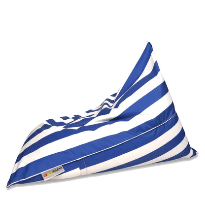 Fotel Poducha Stripe w pasy biało-granatowe, poducha 3 w 1 z tkaniny wodoodpornej, 130 cm