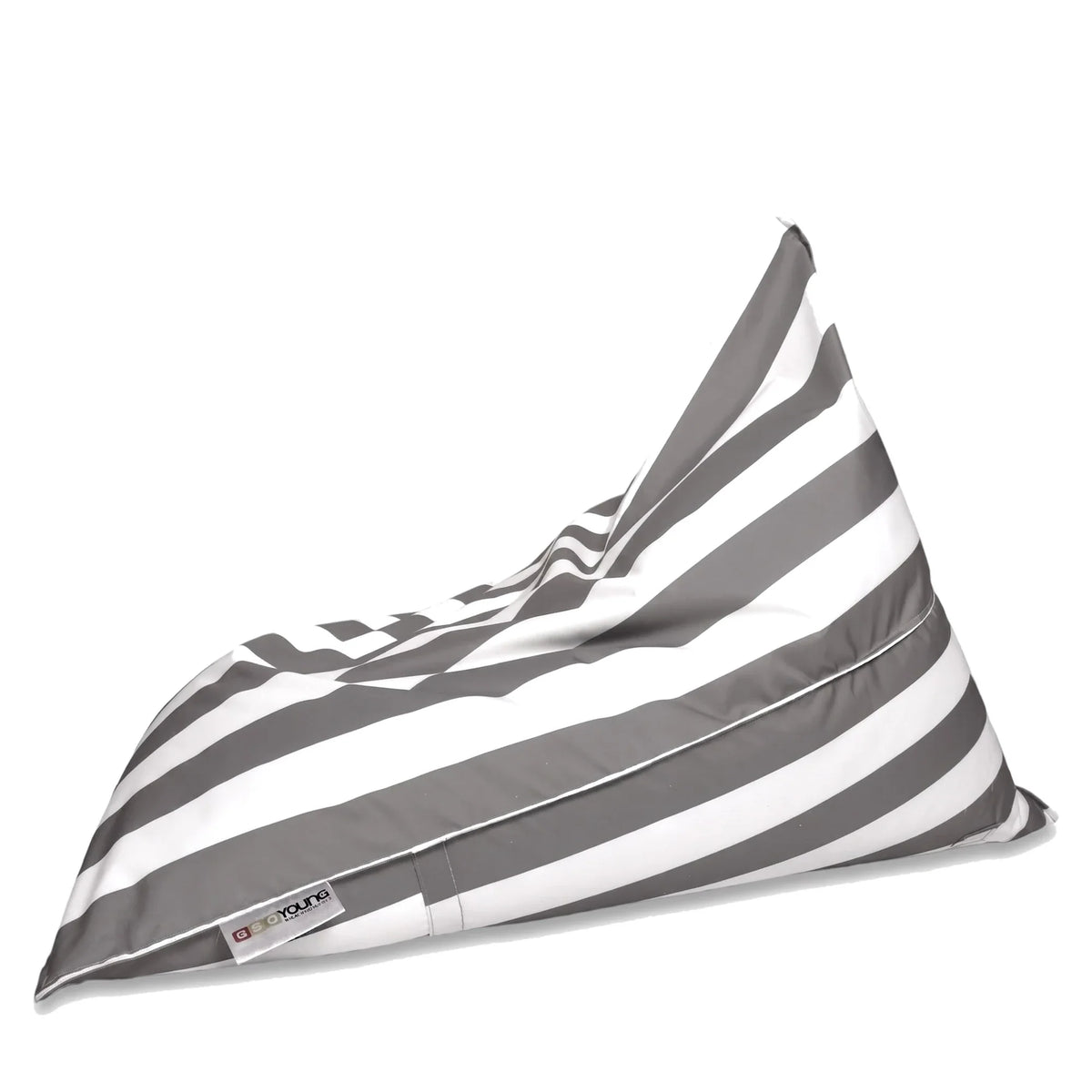 Fotel Poducha Stripe w pasy biało-szare, poducha 3 w 1 z tkaniny wodoodpornej, 130 cm