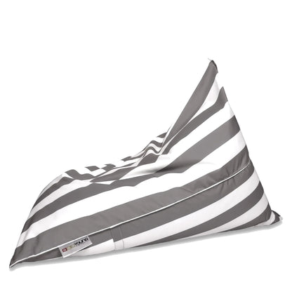 Fotel Poducha Stripe w pasy biało-szare, poducha 3 w 1 z tkaniny wodoodpornej, 130 cm