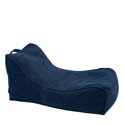 Leżanka Canvas Sztruks w kolorze granatowym, niska leżanka ze sztruksu Easy Clean, 125 cm długości