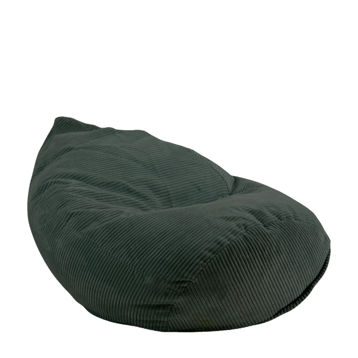 Fotel Poducha Sztruks w kolorze ciemna zieleń, wysoki worek sako ze sztruksu Easy Clean, 120 cm, podparcie pleców i karku