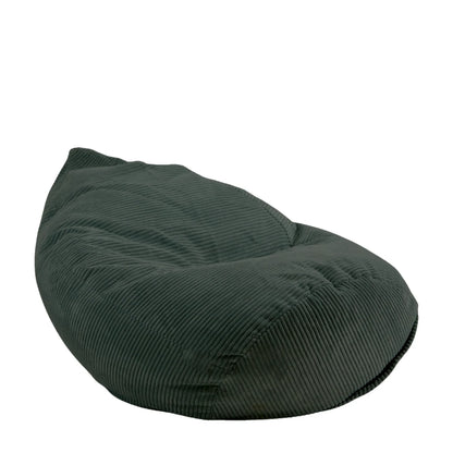 Fotel Poducha Sztruks w kolorze ciemna zieleń, wysoki worek sako ze sztruksu Easy Clean, 120 cm, podparcie pleców i karku
