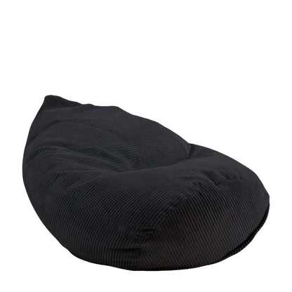 Fotel Poducha Sztruks w kolorze czarnym, wysoki worek sako ze sztruksu Easy Clean, 120 cm, podparcie pleców i karku