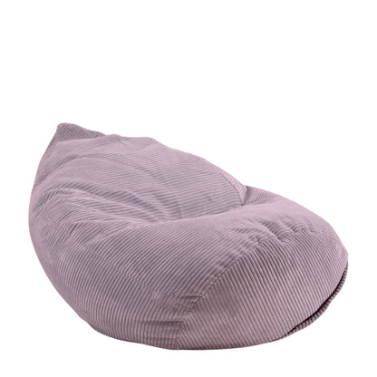Fotel Poducha Sztruks w kolorze lawendowym, wysoki worek sako ze sztruksu Easy Clean, 120 cm, podparcie pleców i karku