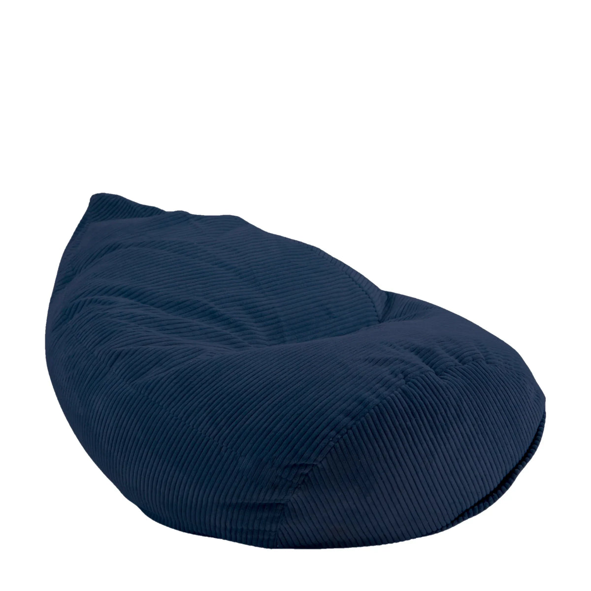 Fotel Poducha Sztruks w kolorze granatowym, wysoki worek sako ze sztruksu Easy Clean, 120 cm, podparcie pleców i karku