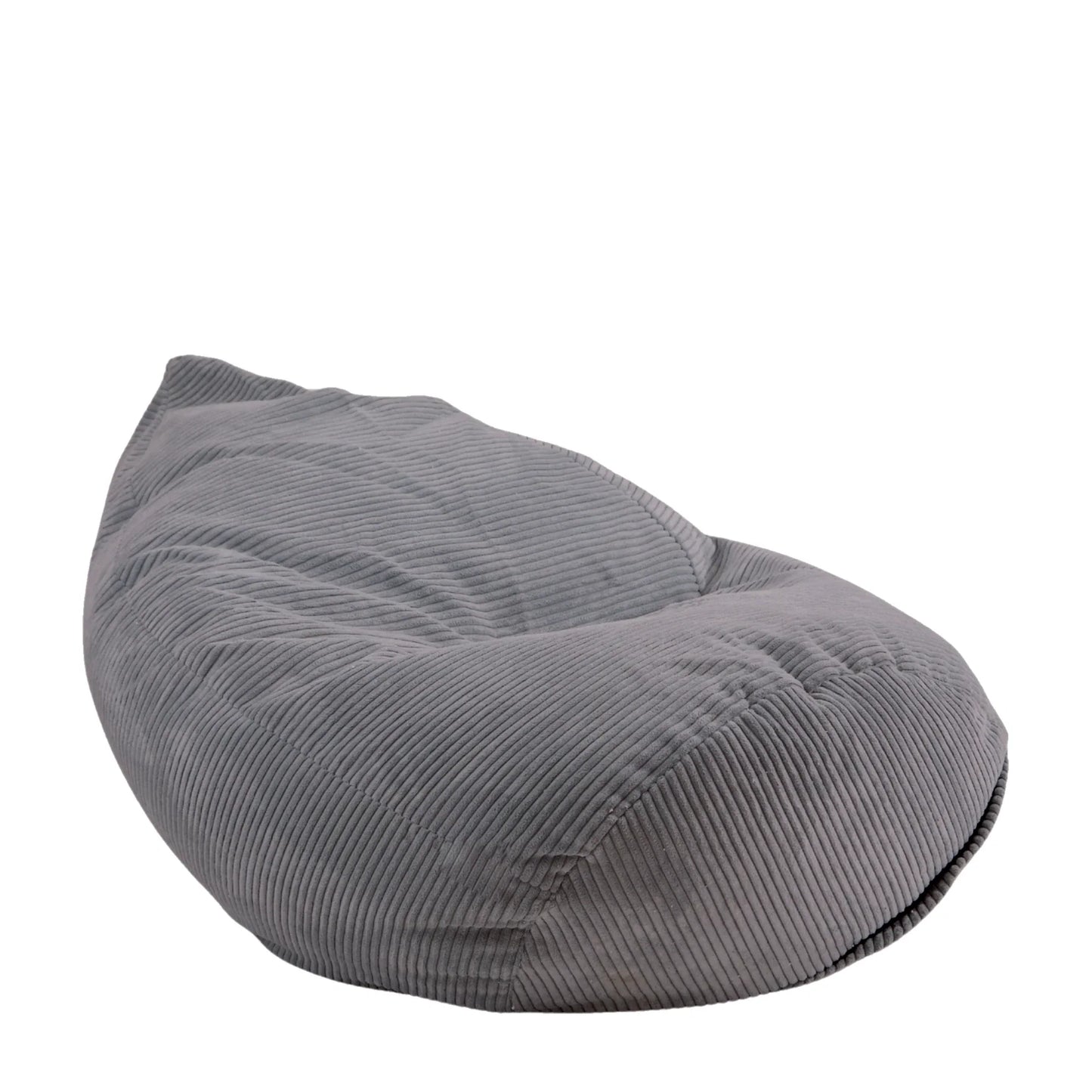 Fotel Poducha Sztruks w kolorze popiel, wysoki worek sako ze sztruksu Easy Clean, 120 cm, podparcie pleców i karku