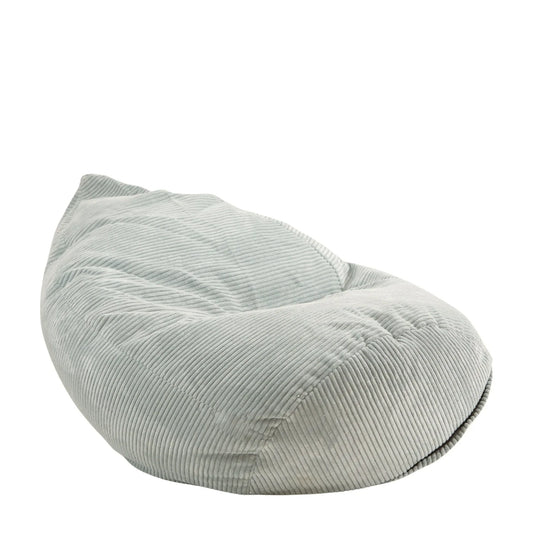 Fotel Poducha Sztruks w kolorze sage, wysoki worek sako ze sztruksu Easy Clean, 120 cm, podparcie pleców i karku