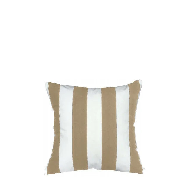 Wodoodporna Poduszka Stripe w pasy biało-beżowe, poduszka ogrodowa 40 x 40 cm z wypełnieniem silikonowym