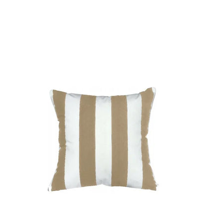 Wodoodporna Poduszka Stripe w pasy biało-beżowe, poduszka ogrodowa 40 x 40 cm z wypełnieniem silikonowym