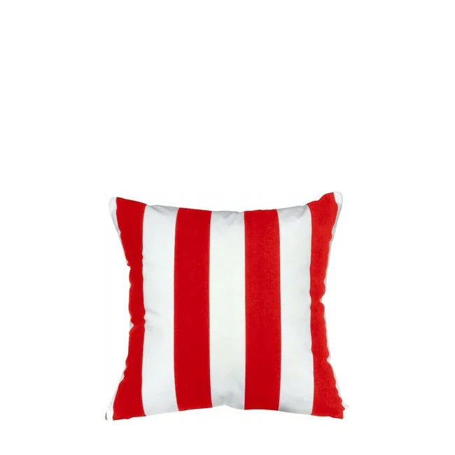 Wodoodporna Poduszka Stripe w pasy biało-czerwone, poduszka ogrodowa 40 x 40 cm z wypełnieniem silikonowym