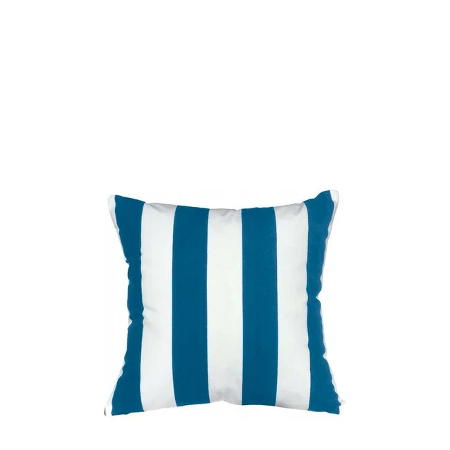 Wodoodporna Poduszka Stripe w pasy biało-niebieskie, poduszka ogrodowa 40 x 40 cm z wypełnieniem silikonowym