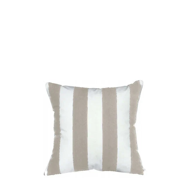 Wodoodporna Poduszka Stripe w pasy biało-szare, poduszka ogrodowa 40 x 40 cm z wypełnieniem silikonowym