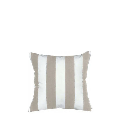 Wodoodporna Poduszka Stripe w pasy biało-szare, poduszka ogrodowa 40 x 40 cm z wypełnieniem silikonowym