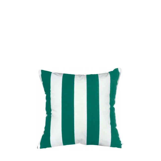 Wodoodporna Poduszka Stripe w pasy biało-zielone, poduszka ogrodowa 40 x 40 cm z wypełnieniem silikonowym