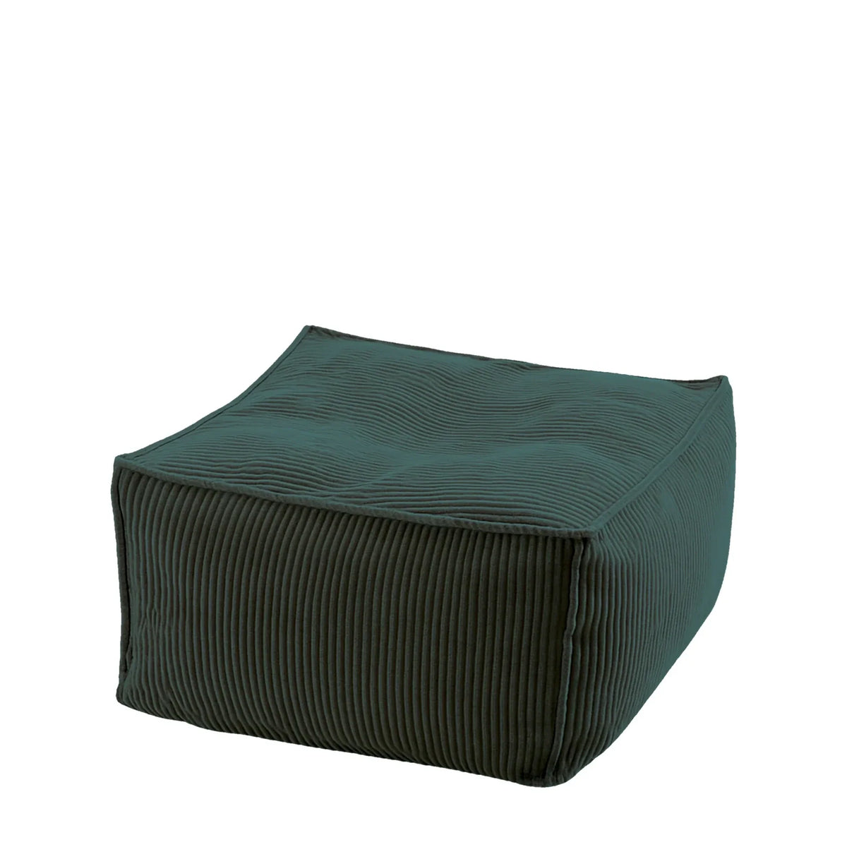Pufa Sztruks Maxi w kolorze ciemna zieleń, podnóżek i siedzisko ze sztruksu Easy Clean, 60 x 60 x 38 cm