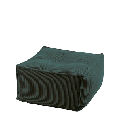 Pufa Sztruks Maxi w kolorze ciemna zieleń, podnóżek i siedzisko ze sztruksu Easy Clean, 60 x 60 x 38 cm