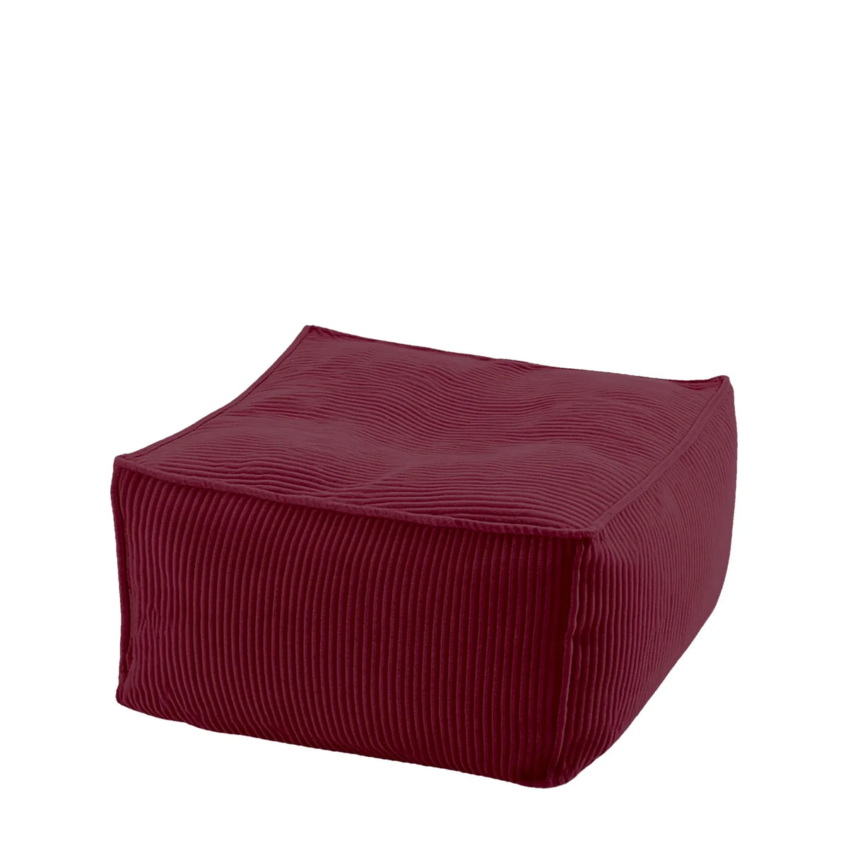 Pufa Sztruks Maxi w kolorze czerwonym, podnóżek i siedzisko ze sztruksu Easy Clean, 60 x 60 x 38 cm