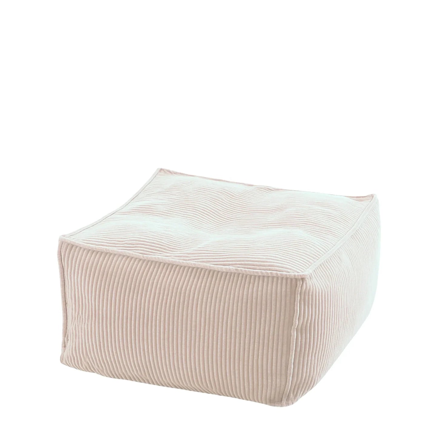 Pufa Sztruks Maxi w kolorze kremowym, podnóżek i siedzisko ze sztruksu Easy Clean, 60 x 60 x 38 cm