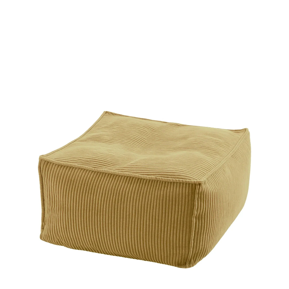 Pufa Sztruks Maxi w kolorze musztardowym, podnóżek i siedzisko ze sztruksu Easy Clean, 60 x 60 x 38 cm