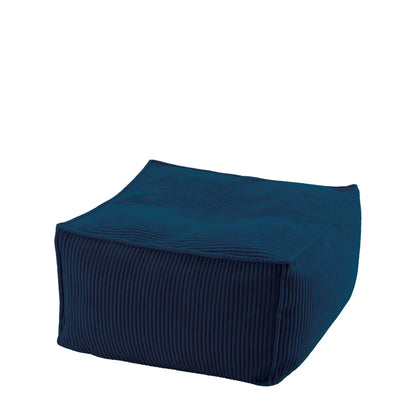 Pufa Sztruks Maxi w kolorze granatowym, podnóżek i siedzisko ze sztruksu Easy Clean, 60 x 60 x 38 cm